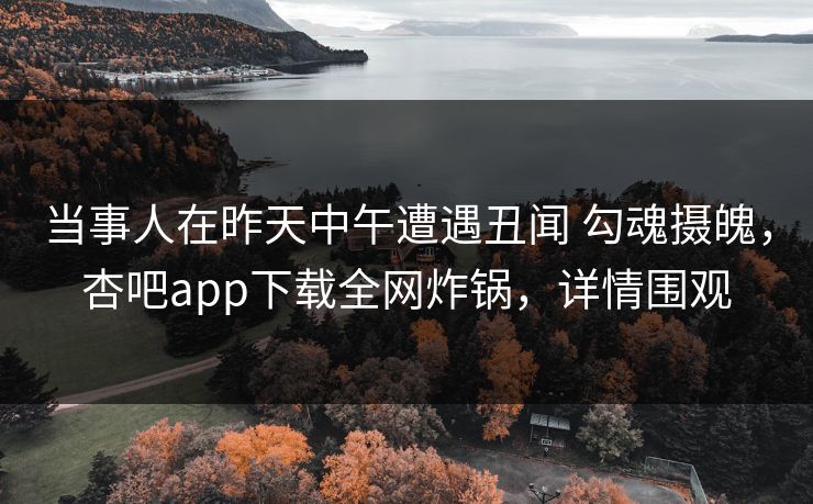 当事人在昨天中午遭遇丑闻 勾魂摄魄，杏吧app下载全网炸锅，详情围观